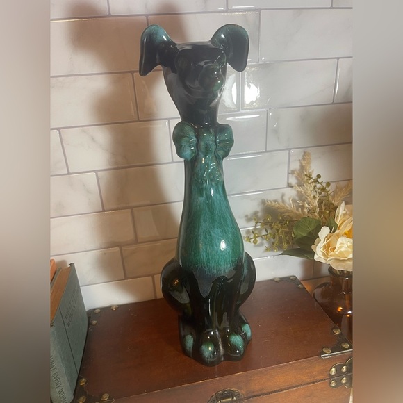 Mountain Pottery MCM Ceramic Dig Drip Glaze Pottery Tall Skinny Dog - Picture 2 of 14
